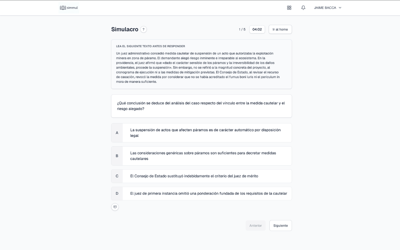 Simmul — Simulacro en vivo